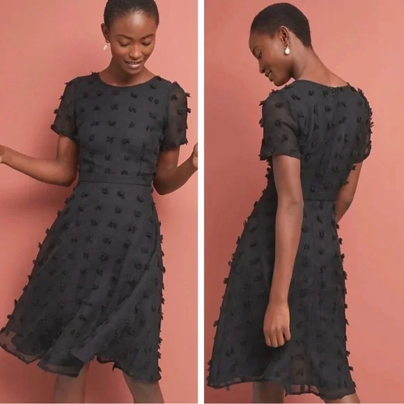 Anthropologie Sunday in Brooklyn Glenda Pom Swiss Dot A-line Black Dress - Picture 15 of 15
